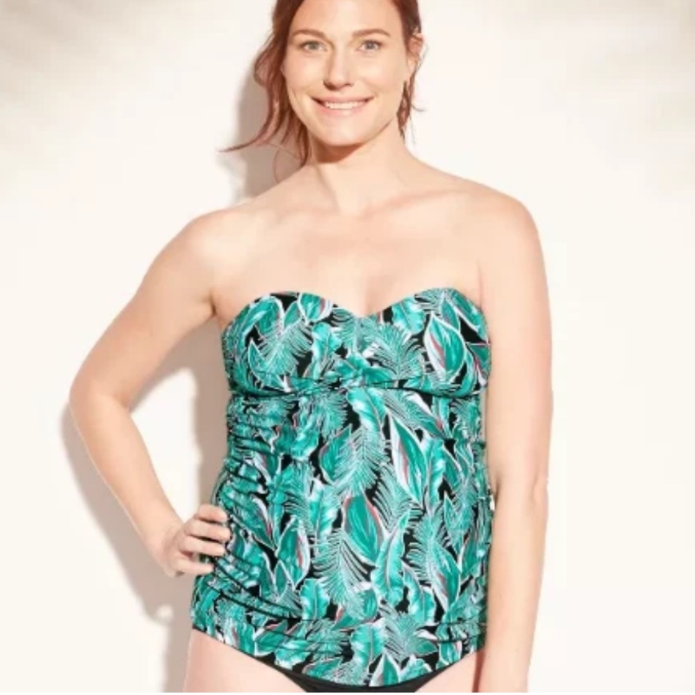 Maternity Tropical Strapless Swim Tankini
